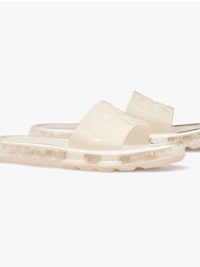 Tory Burch Translucent Cream Jelly Slide Sandals